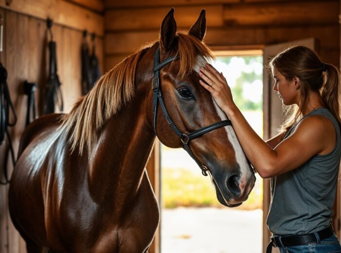 Grooming horse