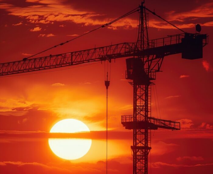 crane and sunset